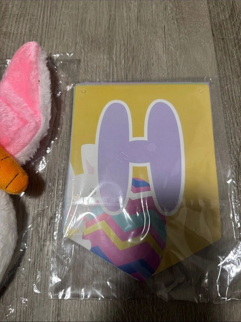 Plush Bunny Ear Headband with Carrot Accent - and happy easter hanging banner